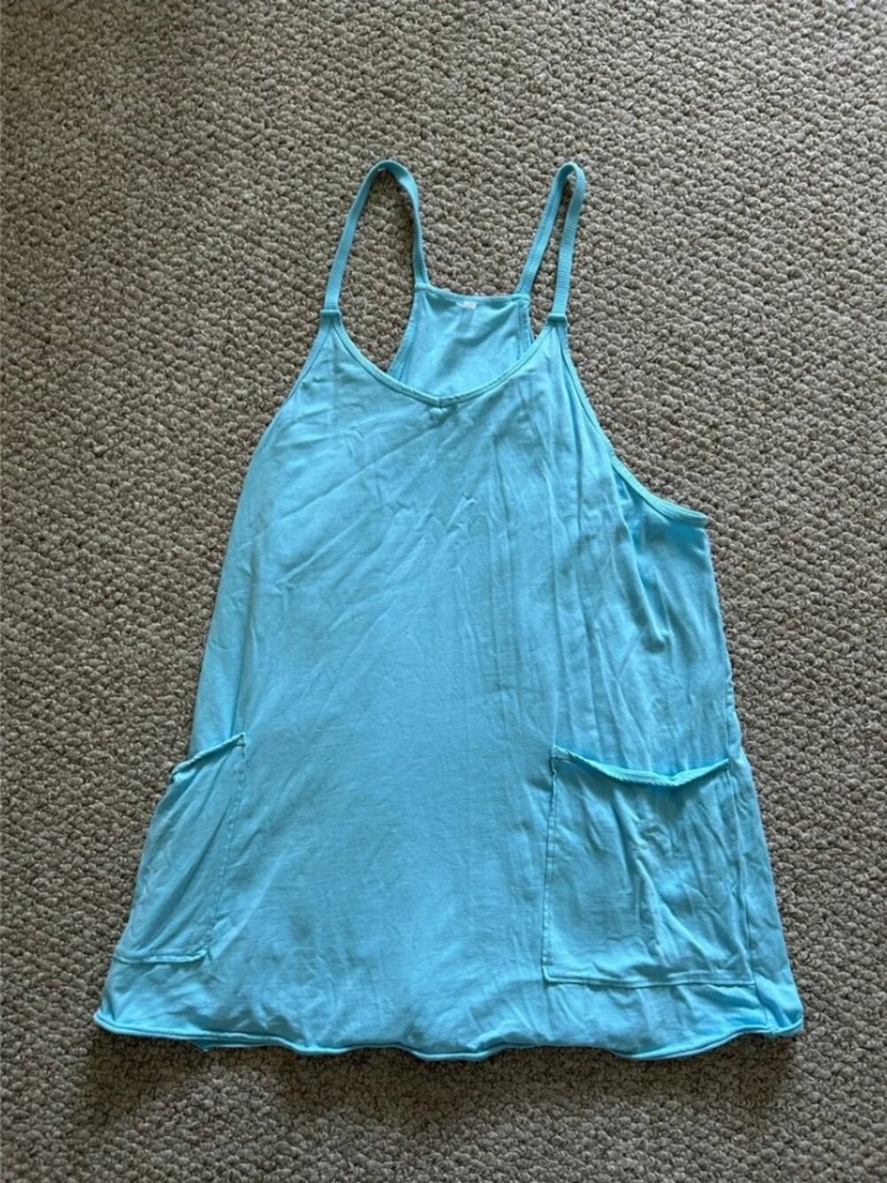 Free People Light Blue Mini Dress with Pockets - Picture 3 of 8